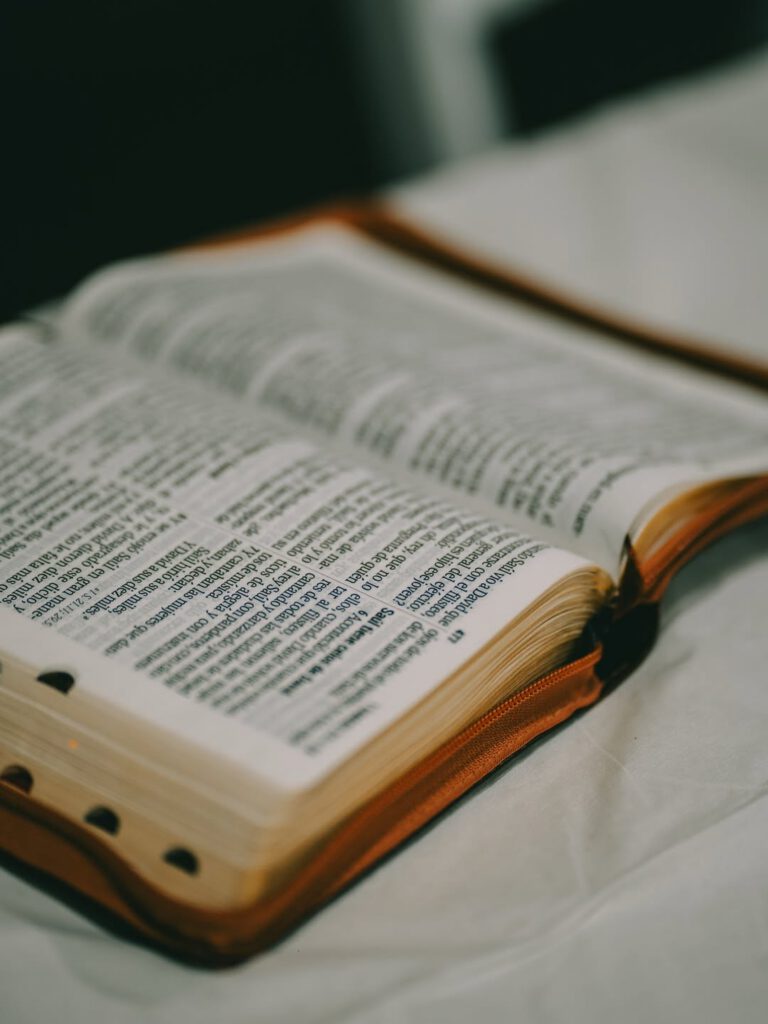 Bible on a table.